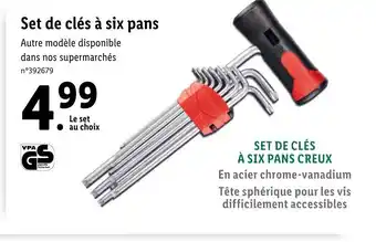 Lidl Set de Clés à Six Pans offre