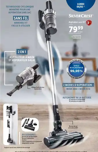 Lidl Aspirateur Sans Fil offre