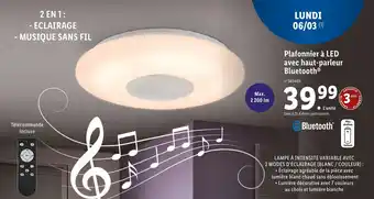 Lidl Plafonnier à LED Avec Haut-Parleur Bluetooth offre