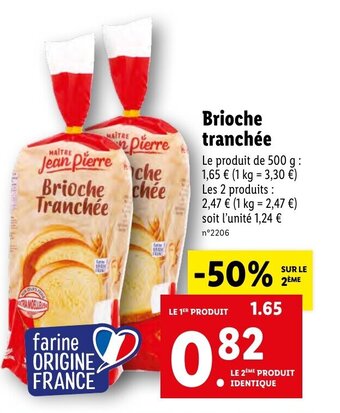 Lidl Brioche Tranchée offre