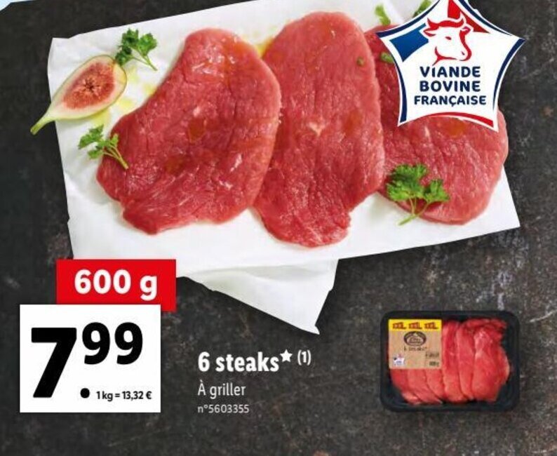 Promo 6 Steaks chez Lidl