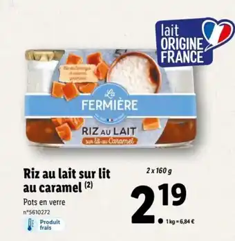 Lidl Riz au Lait Sur Lit Au Caramel offre