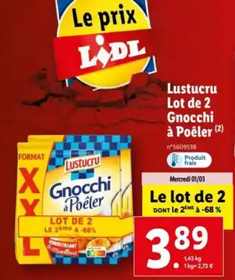 Lidl Lustucru Lot de 2 Gnocchi À Poêler offre