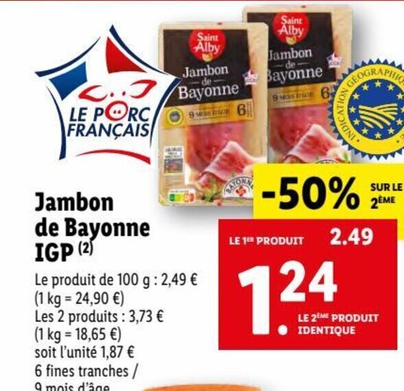 Promo Jambon De Bayonne IGP chez Lidl