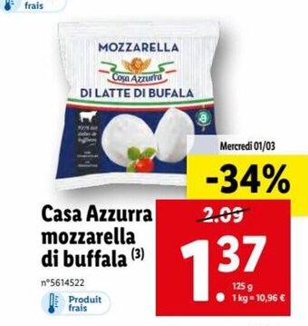 Lidl Casa Azzurra Mozzarella di Buffala offre