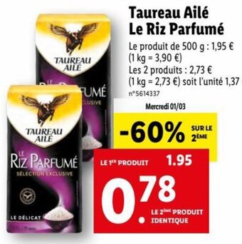 Lidl Taureau Ailé Le Riz Parfumé offre