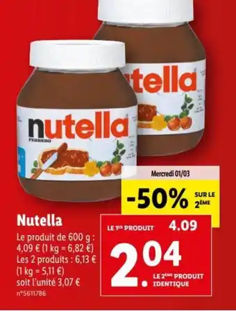 Lidl Nutella offre