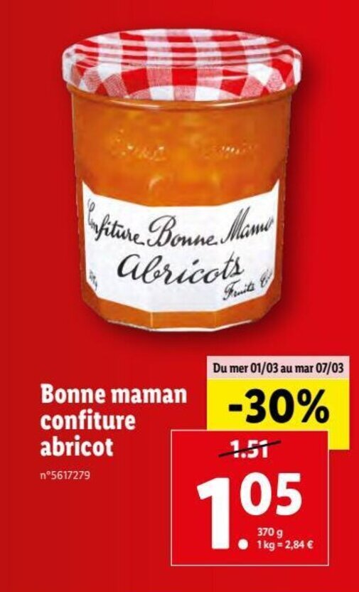 Promo Bonne Maman Confiture Abricot chez Lidl