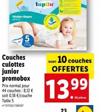 Lidl Couches Culottes Junior Promobox offre