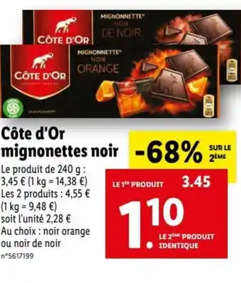 Lidl Côte D'Or Mignonettes Noir offre