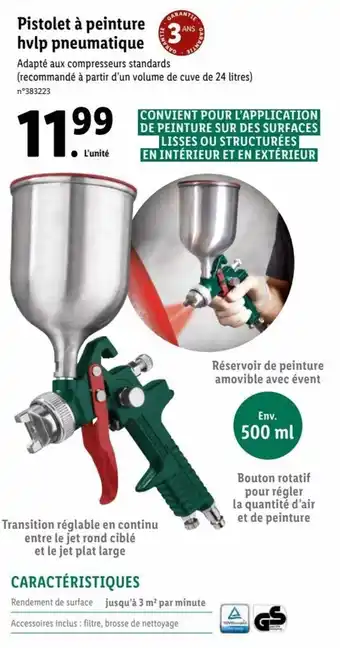 Lidl Pistolet à Peinture Hvlp Pneumatique offre