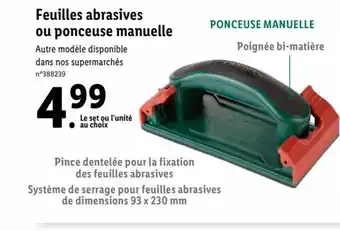 Lidl Feuilles Abrasives ou Ponceuse Manuelle offre