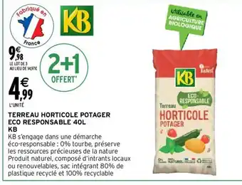 Intermarché Terreau Horticole potager Eco Responsable 40L KB offre