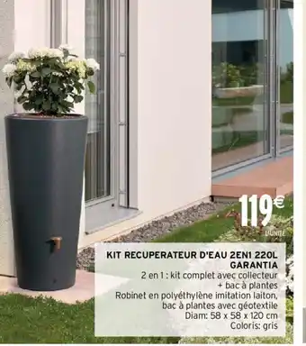 Intermarché Kit Recuperateur D'Eau 2en1 220L Garantia offre