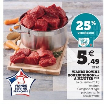 Viande Bovine Bourguignon à Mijoter