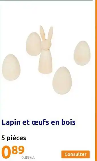 Action Lapin et œufs en bois offre