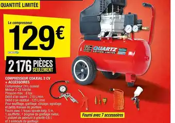 Brico Dépôt Compresseur coaxial 2 cv + accessoires offre