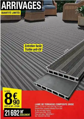 Brico Dépôt Lame de terrasse composite grise offre