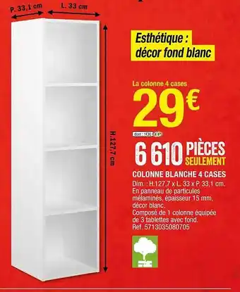 Brico Dépôt Colonne blanche 4 cases offre