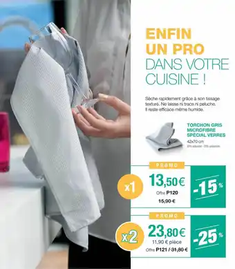 Stanhome Torchon gris microfibre spécial verres offre