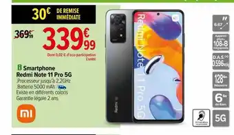 Carrefour Smartphone redmi note 11 pro 5g offre