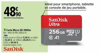 Carrefour Carte micro sd 256go sandisk offre