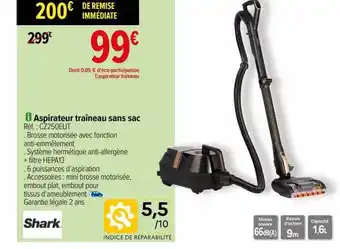 Carrefour Aspirateur traîneau sans sac shark offre