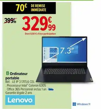 Carrefour Ordinateur portable lenovo offre