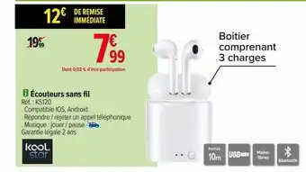 Carrefour Écouteurs sans fil kool star offre
