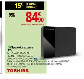 Carrefour Disque dur externe 2to toshiba offre