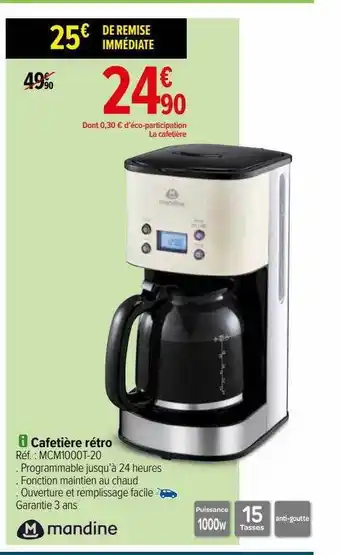 Carrefour Cafetière rétro mandine offre