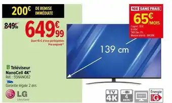 Carrefour Téléviseur nanocell 4k lg offre