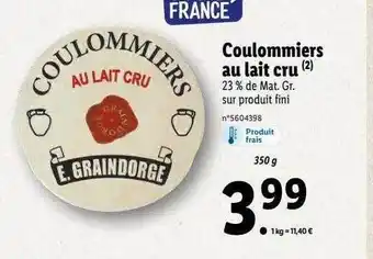 Lidl Coulommier au lait cru offre