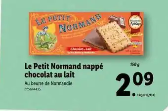 Lidl Le petit normand nappé chocolat au lait offre