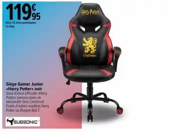 Carrefour Siège gamer junior «harry potter» noir offre
