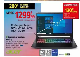 Carrefour Ordinateur portable gaming acer offre