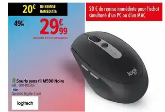 Souris sans fil m590 noire logitech