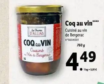 Lidl Coq au vin offre