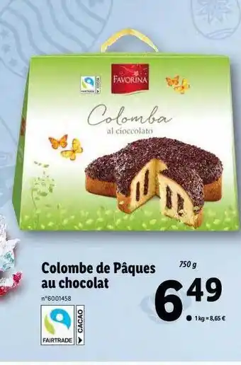 Lidl Colombe de pâques au chocolat favorina offre
