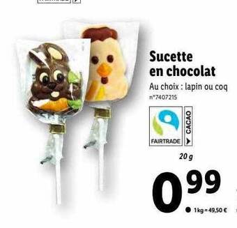 Lidl Sucette en chocolat offre