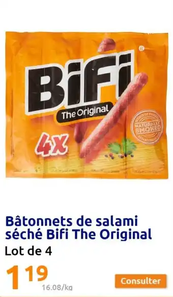 Action Bâtonnets de salami séché bifi the original offre