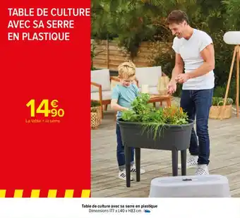 Carrefour Market Table de culture avec sa serre en plastique offre