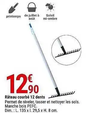 Gamm vert Râteau courbé 12 dents offre