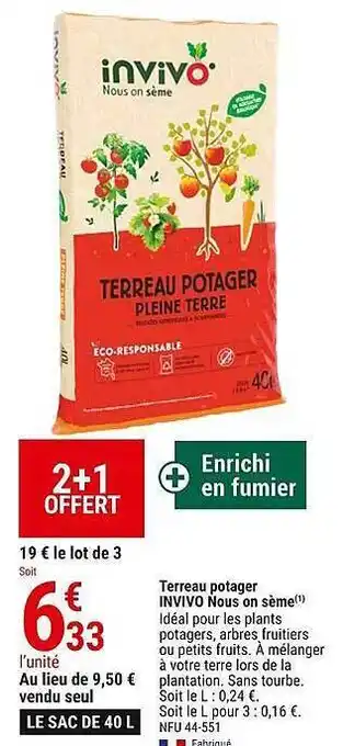 Gamm vert Terreau potager invivo nous on sème offre