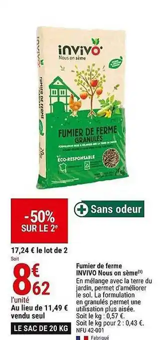 Gamm vert Fumier de ferme invivo nous on sème offre