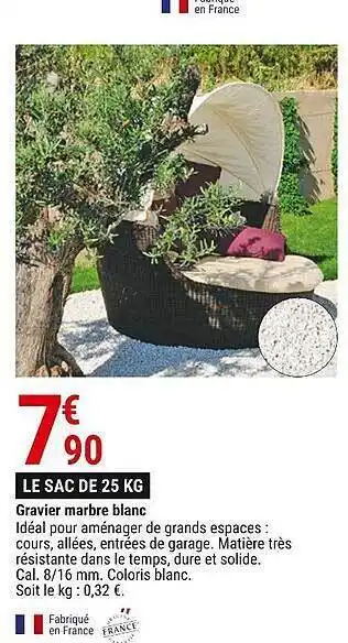 Gamm vert Gravier marbre blanc offre