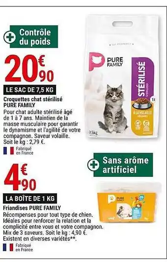 Gamm vert Croquettes chat stérilisé pure family friandise pure family offre
