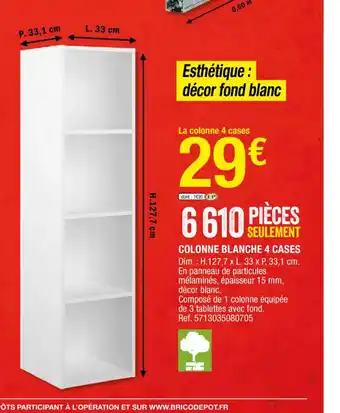 Brico Dépôt Colonne Blanche 4 Cases offre