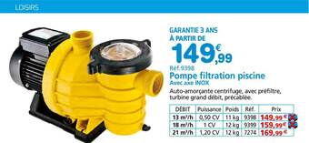 Provence Outillage Pompe Filtration Piscine Avec Axe Inox offre