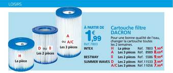 Provence Outillage Cartouche Filtre Dacron Bestway Summer Waves offre